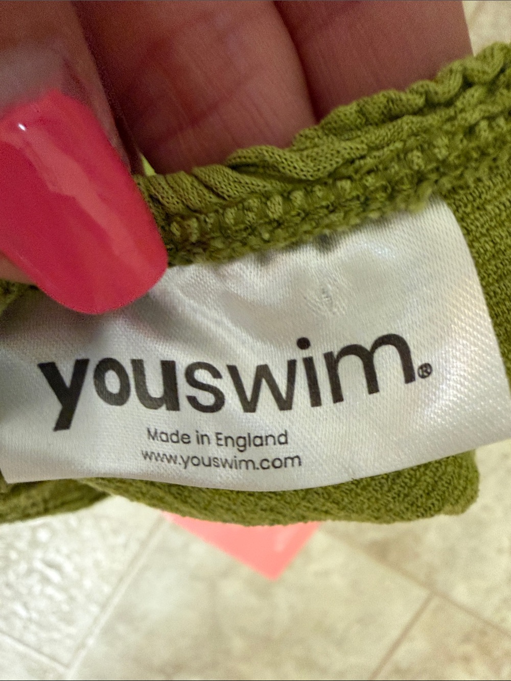 Youswim Olive Green Textured V-Neck One-Piece Swimsuit - Picture 6 of 6